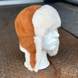 Ushanka pälsmössa i mjukt varmt fårskinn - Cognac - Freja Skind