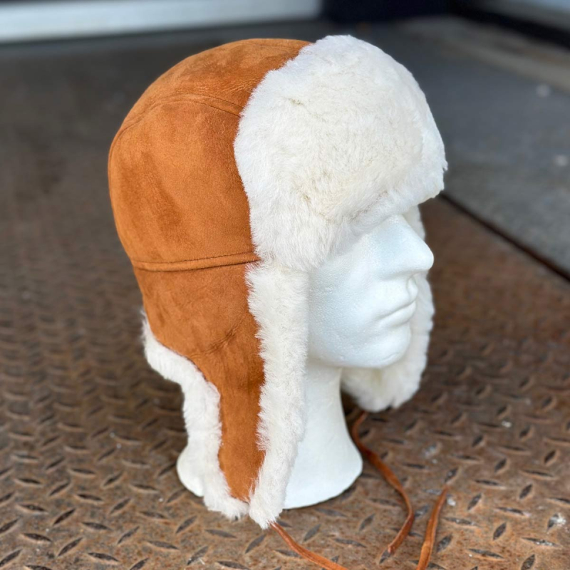 Ushanka pälsmössa i mjukt varmt fårskinn - Cognac - Freja Skind