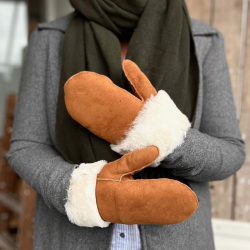 Nikoline dame rulamsluffe - Cognac rulam - Tyk rulam - varm - Freja skind