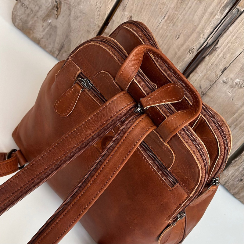 Camilla rygsæk i natur farvet læder - Leather design UR 659 H - Freja skind