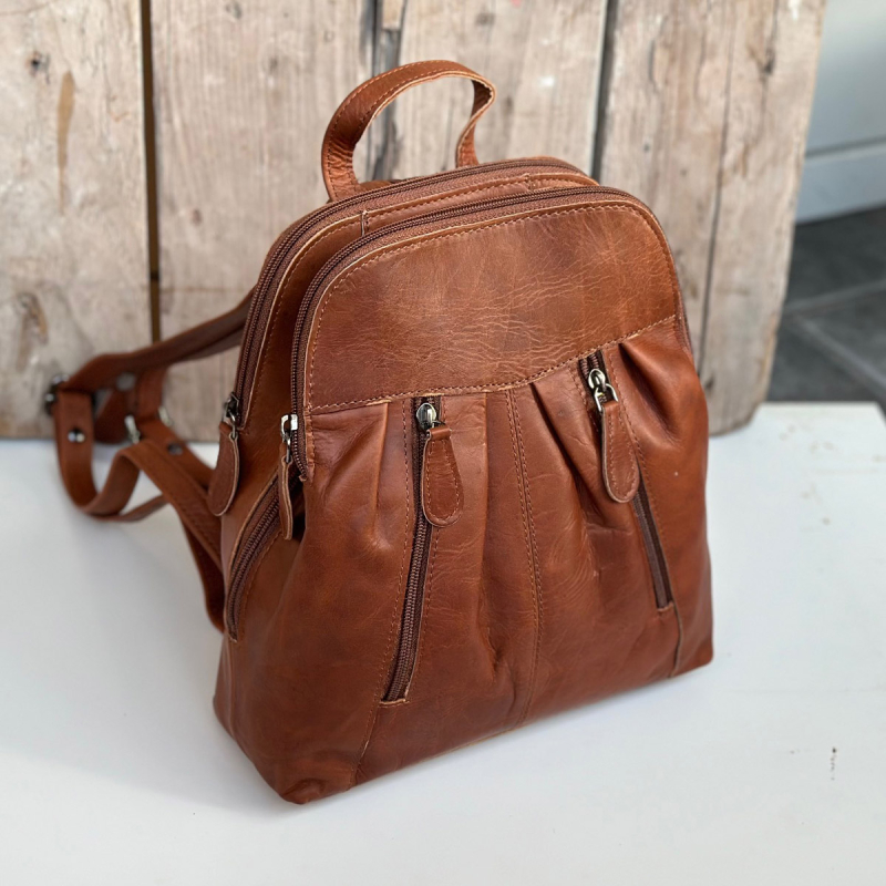 Camilla rygsæk i natur farvet læder - Leather design UR 659 H - Freja skind