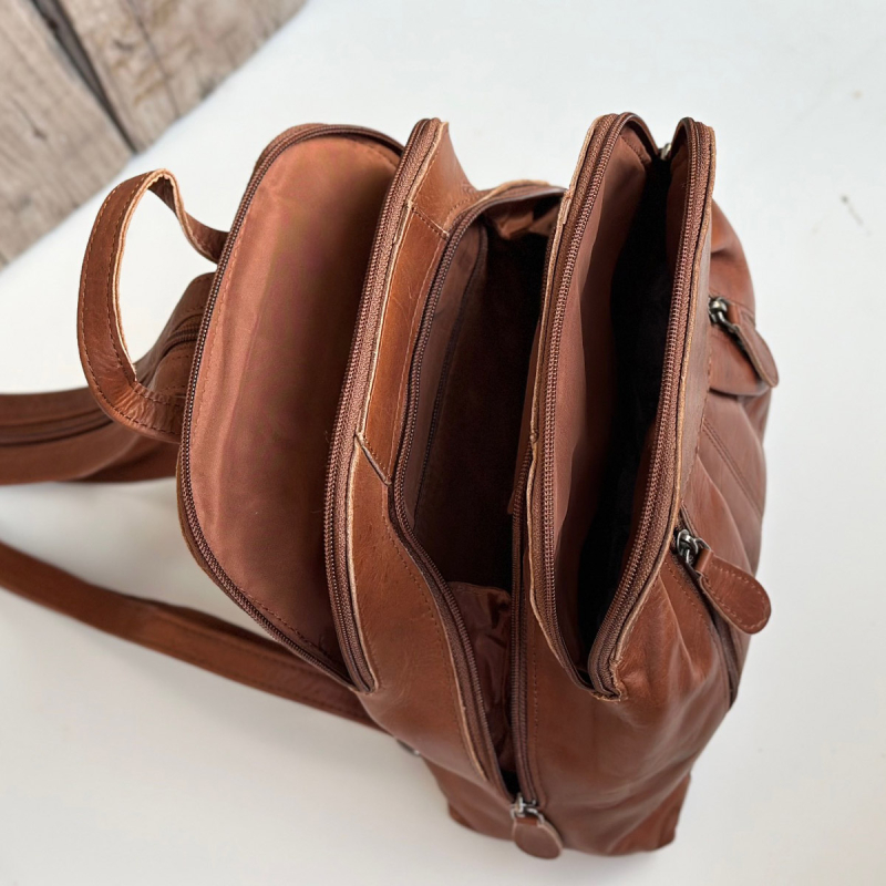 Camilla rygsæk i natur farvet læder - Leather design UR 659 H - Freja skind