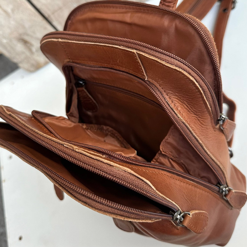 Camilla rygsæk i natur farvet læder - Leather design UR 659 H - Freja skind