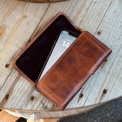 Jupiter mobiltaske i brun læder - Leather design JU 5085 - Freja skind