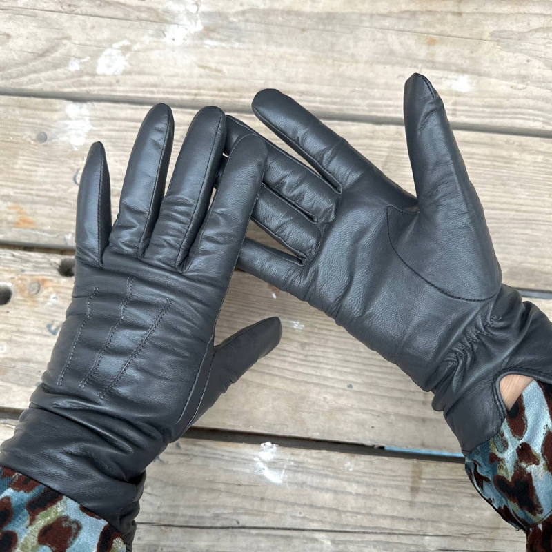 Nancy damehandske i blød skind - grå - natures collection