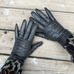 Nancy damehandske i blød skind - grå - natures collection