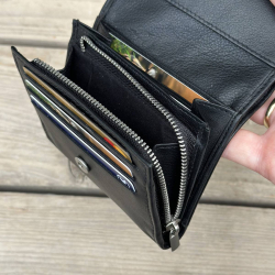 Ygne damepung i blød sort skind - Montana - 160902