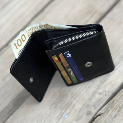 Ygne damepung i blød sort skind - Montana - 160902