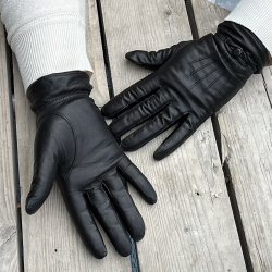 Linda dame skindhandske i blød sort lammeskind - Levinsky