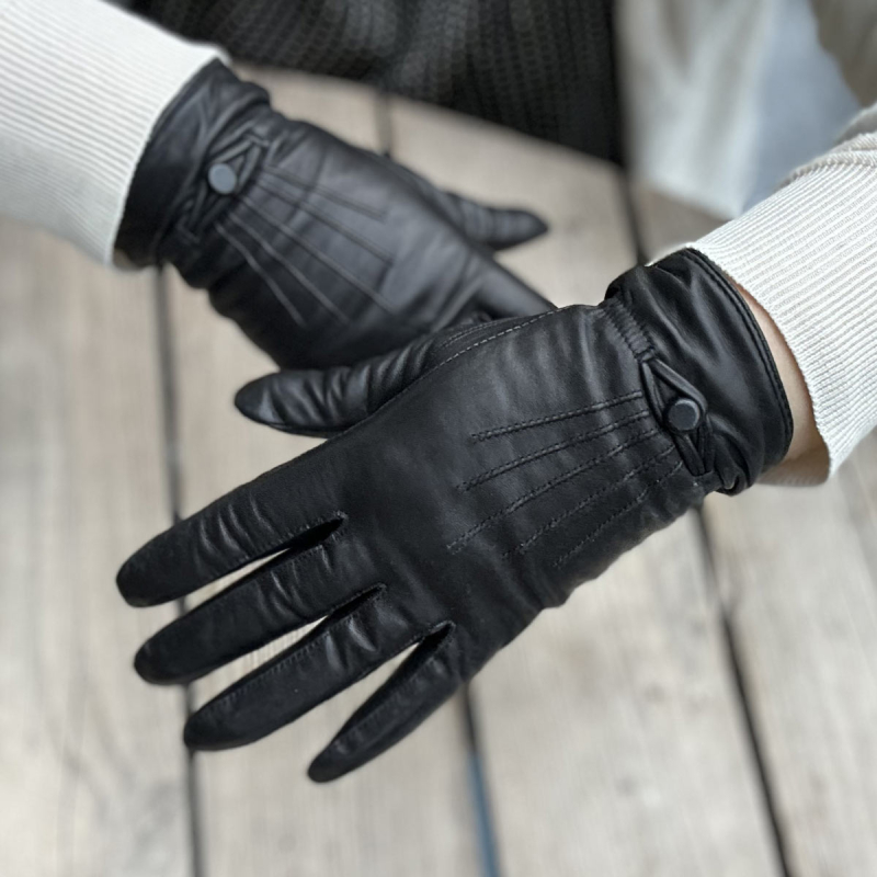 Linda dame skindhandske i blød sort lammeskind - Levinsky