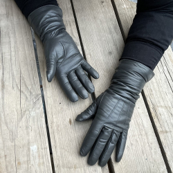 Lang dame skindhandske - grå lammeskind - Natures collection - NCF3003