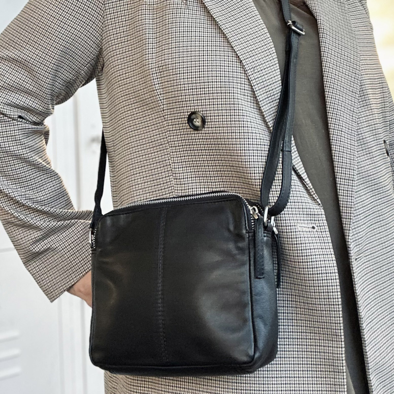 Sort Abild skindtaske - Montana - Freja skind