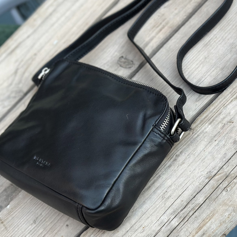 Sort Abild skindtaske - Montana - Freja skind