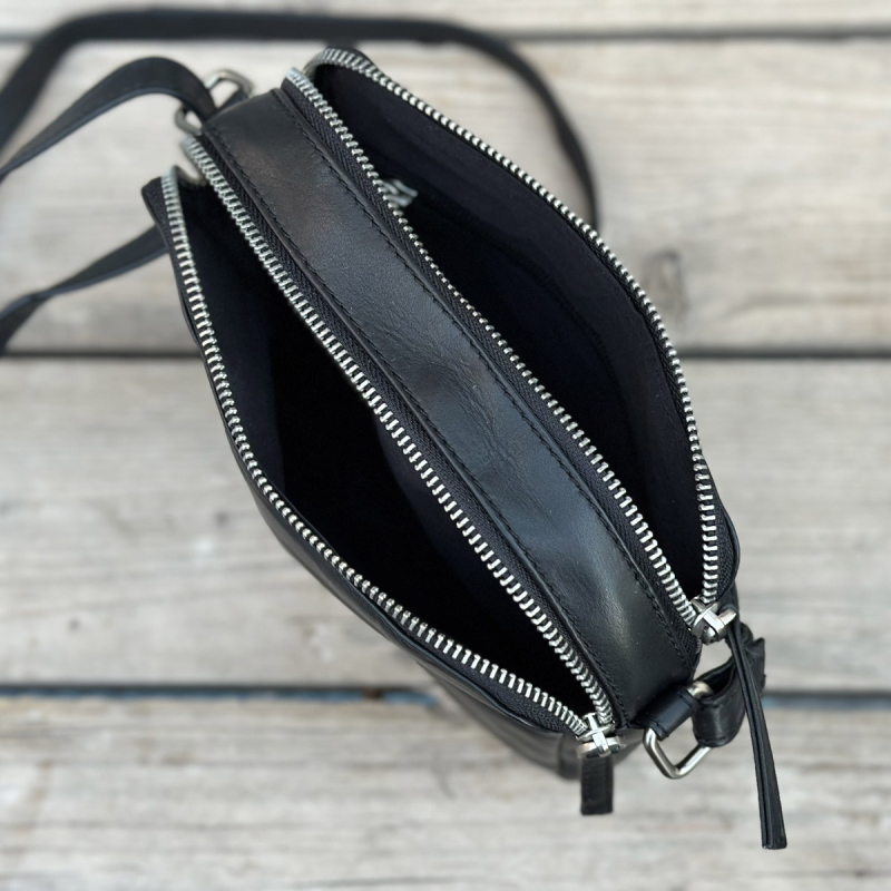 Sort Abild skindtaske - Montana - Freja skind