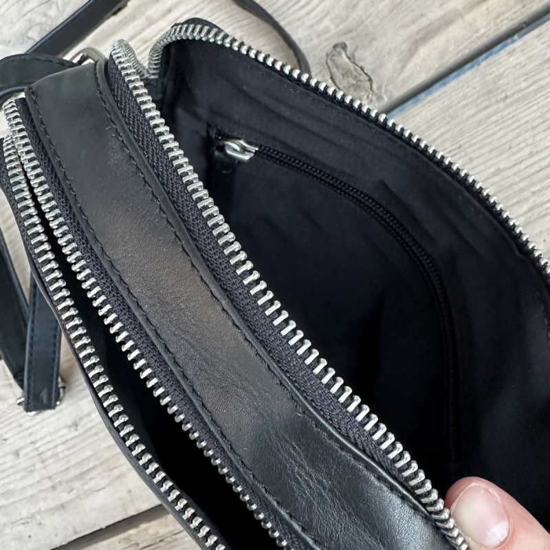 Sort Abild skindtaske - Montana - Freja skind