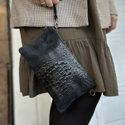 Sort croco cluthc / taske - skind og ruskind - Treats