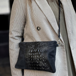 Sort croco cluthc / taske - skind og ruskind - Treats