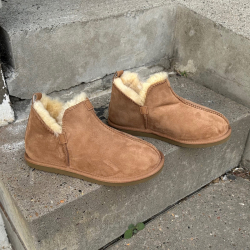 Hjemmesko i cognac rulam - blød og varm - gummisål - Premium kvalitet - Natures collection