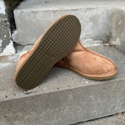 Hjemmesko i cognac rulam - blød og varm - gummisål - Premium kvalitet - Natures collection