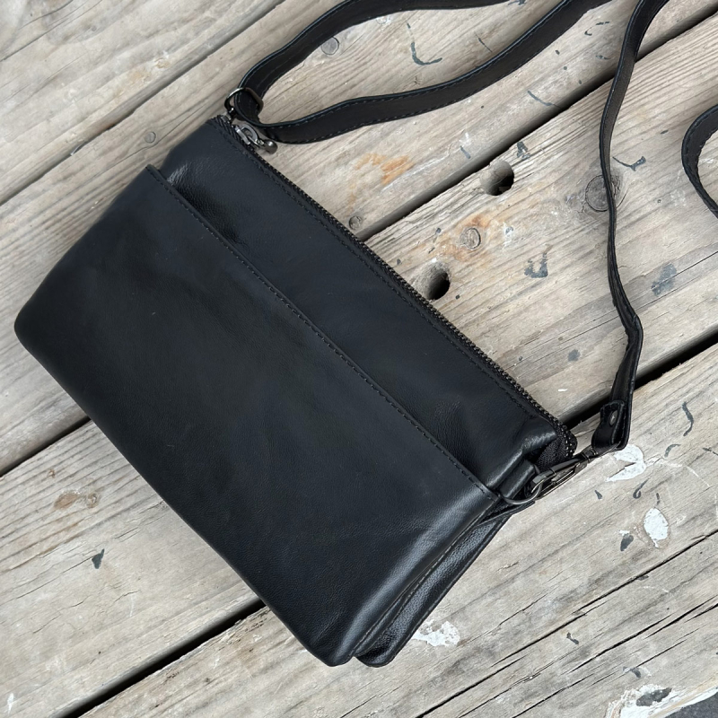 Napoli crossbody väska - Mjuk svart skinn - Dam - Freja Skind
