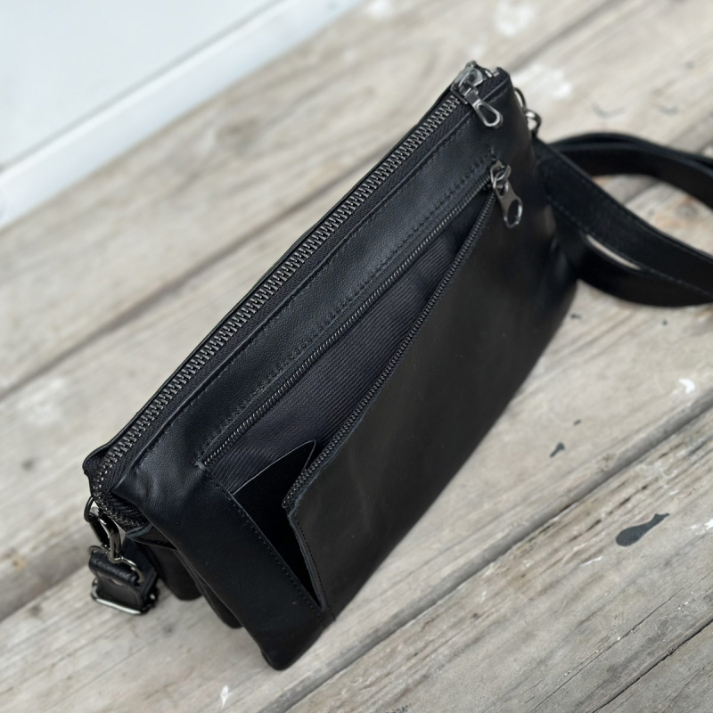 Napoli crossbody väska - Mjuk svart skinn - Dam - Freja Skind