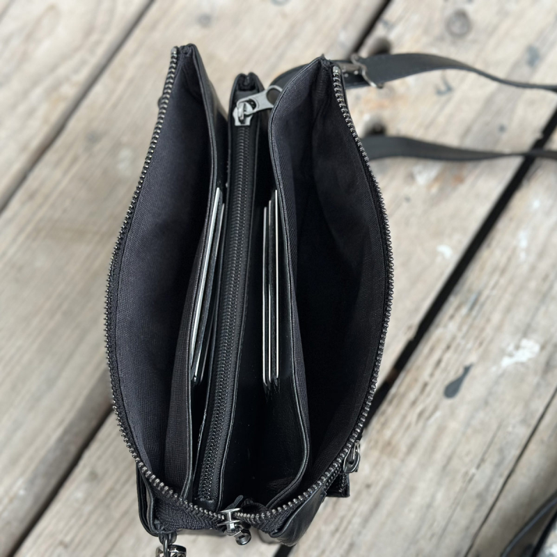 Napoli crossbody väska - Mjuk svart skinn - Dam - Freja Skind