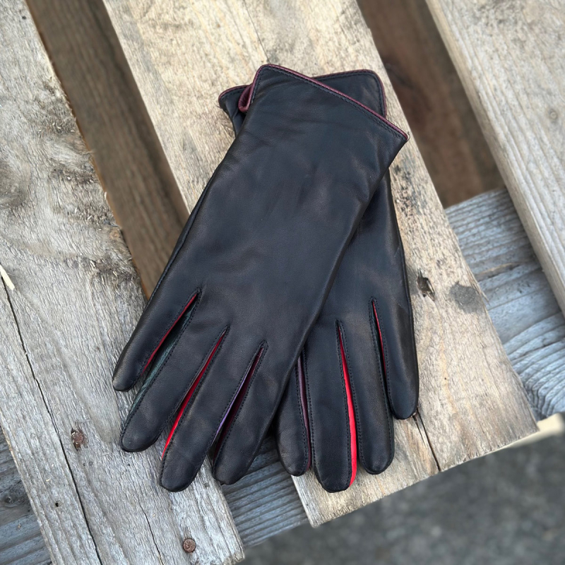 Fiona skindhandske med farvede fingre - Freja skind