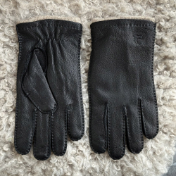 Rolf herre læderhandske - Sort blød gedeskind med strikfoer  - Freja skind