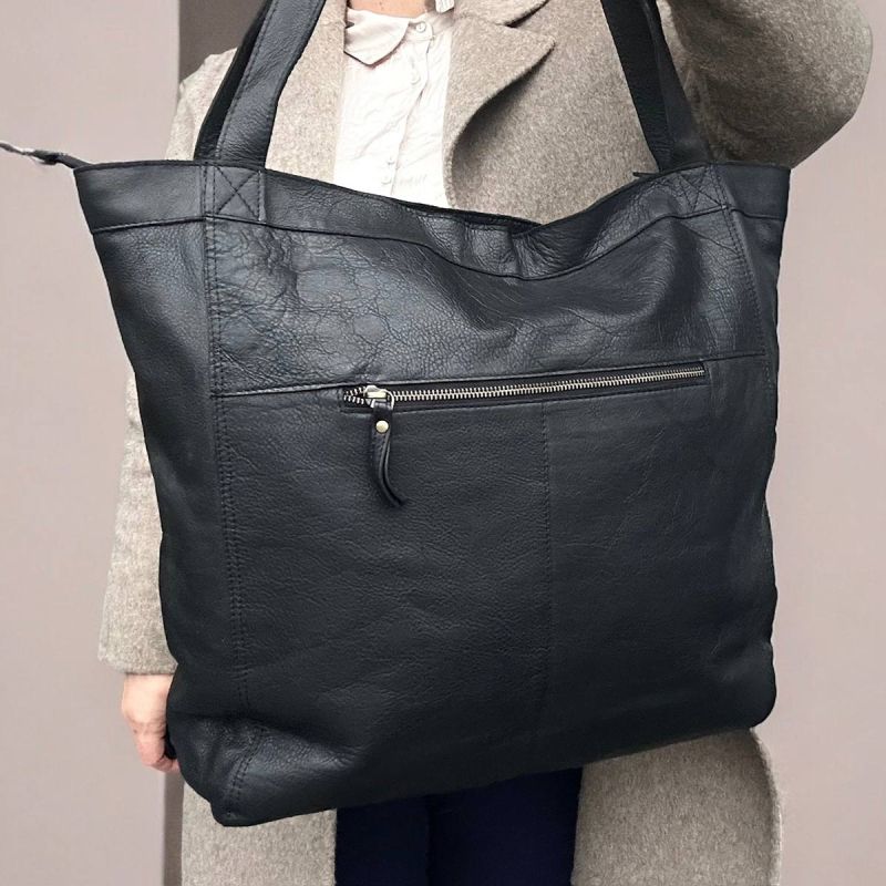 Mila shopper - Svart - Dam - Stor shopper i mjukt skinn - Treats