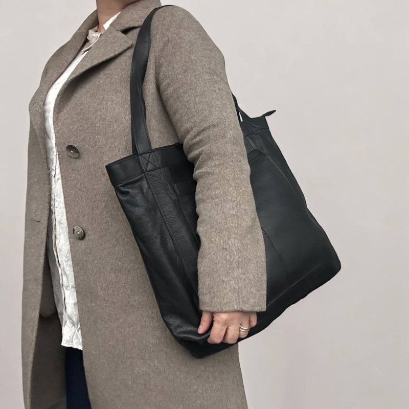 Mila shopper - Svart - Dam - Stor shopper i mjukt skinn - Treats