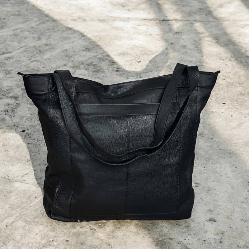 Mila shopper - Svart - Dam - Stor shopper i mjukt skinn - Treats