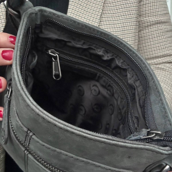 Treats skuldertaske - Grå nubuck kalveskind