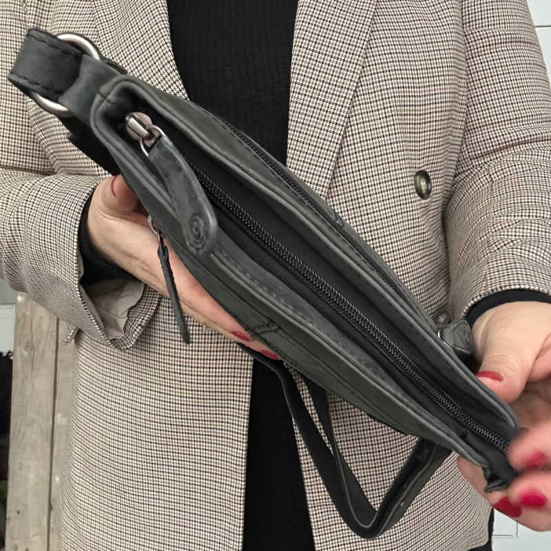 Treats skuldertaske - Grå nubuck kalveskind