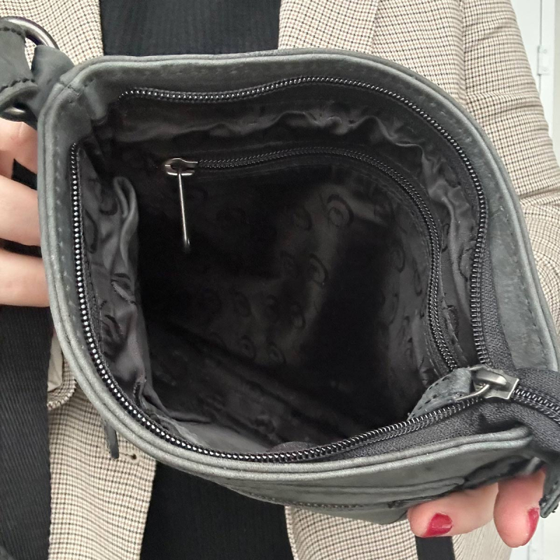 Treats skuldertaske - Grå nubuck kalveskind