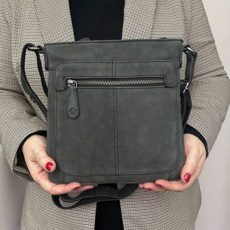 Treats skuldertaske - Grå nubuck kalveskind