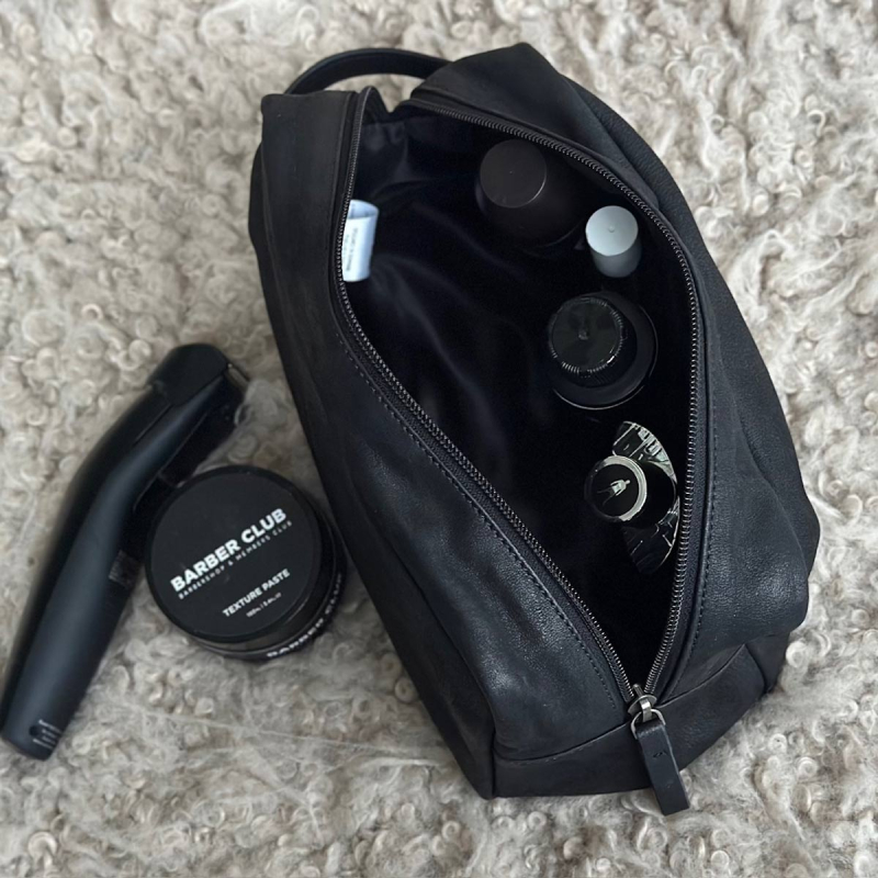 Malmø toilettaske - Sort bøffelskind - Herre - Freja skind