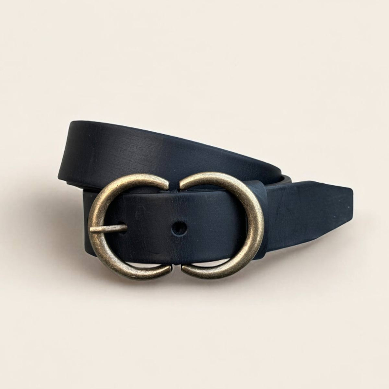 Sort Cleo damebælte i kernelæder - Freja skind