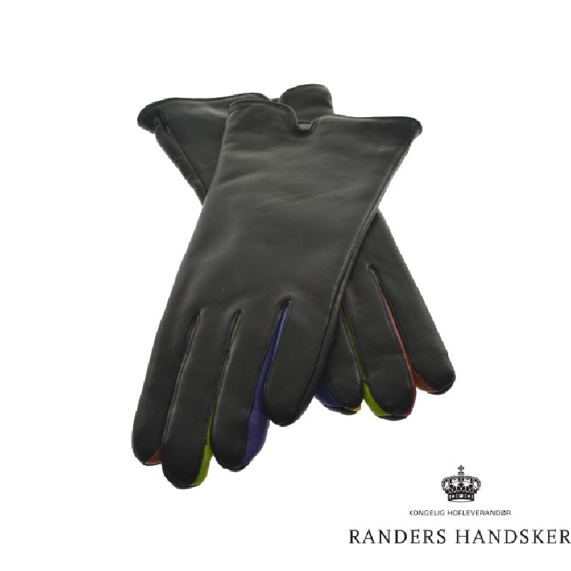 Skinnhandskar - Färgade fingrar - Ullfoder Randers skinnhandskar