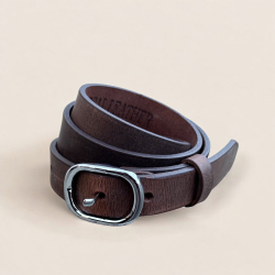 Brenda damebælte - Patineret brun bøffellæder - Freja skind