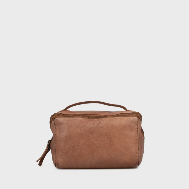 Austin toilettaske i walnut bøffelskind - 272320