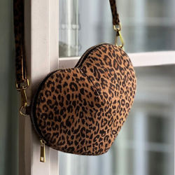 Joy soft hjerte crossbody taske med leopard print - Treats 282460