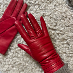 Rød Edel dame skindhandske - Levinsky