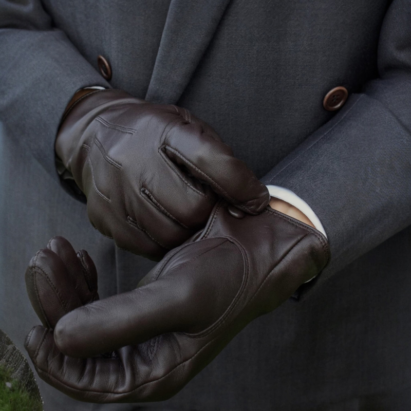 mørk brun herrehandske  - Randers handsker - 406002