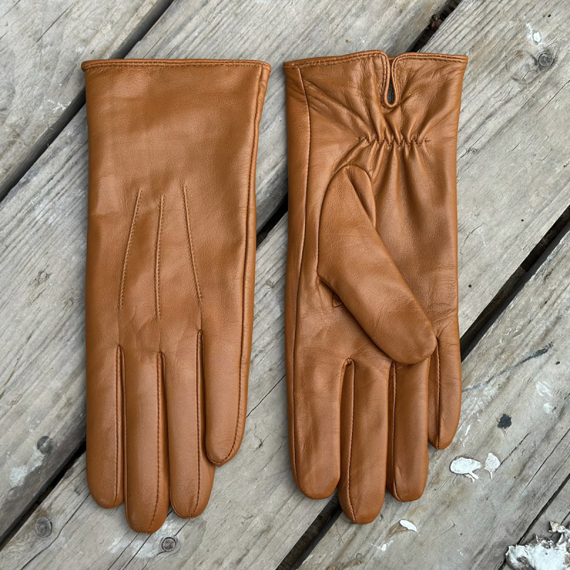Nancy damehandske i blød camel farvet skind - Natures collection