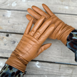 Nancy damehandske i blød camel farvet skind - Natures collection