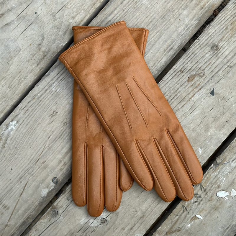 Nancy damehandske i blød camel farvet skind - Natures collection