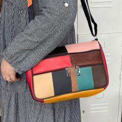 Alma skuldertaske multicolor lammeskind - Freja skind