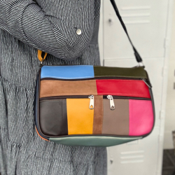 Alma skuldertaske multicolor lammeskind - Freja skind