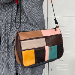 Alma skuldertaske multicolor lammeskind - Freja skind