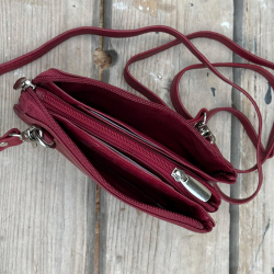Estelle crossbody taske i varm rød skind - Leather design - Freja skind